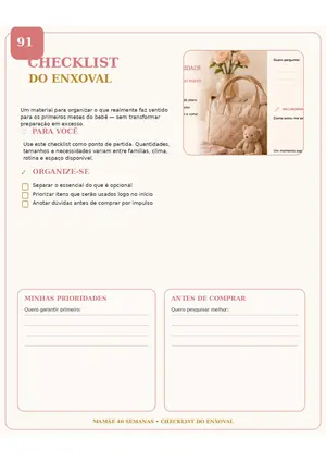 Checklist do Enxoval — página de abertura do material